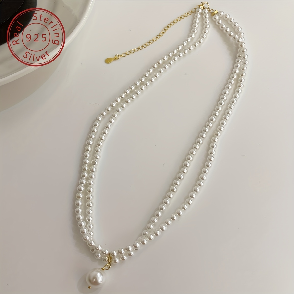 Boho 925 Silver Shell Bead Double Layer Set